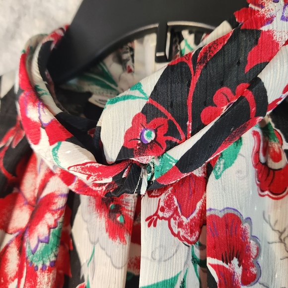 VTG High Mock Neck Secretary Pleated Blouse Back Zip Size M - Picture 3 of 8